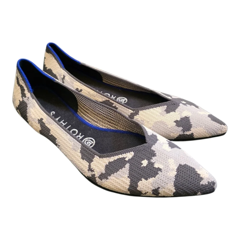 ROTHY'S The Point Ash Grey Camo Print Flats - Size 8.5 NEW